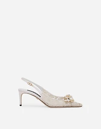 Rainbow lace slingbacks in lurex lace