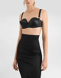 Satin balconette bra with conical cups