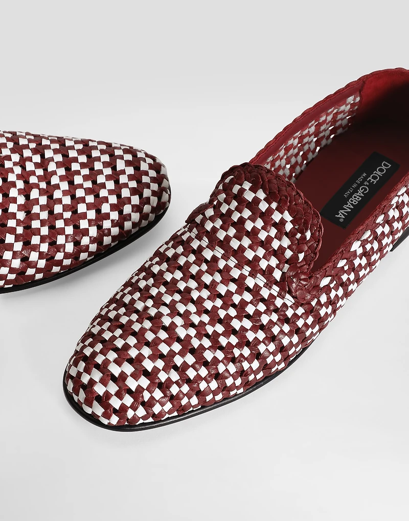 Woven leather slippers