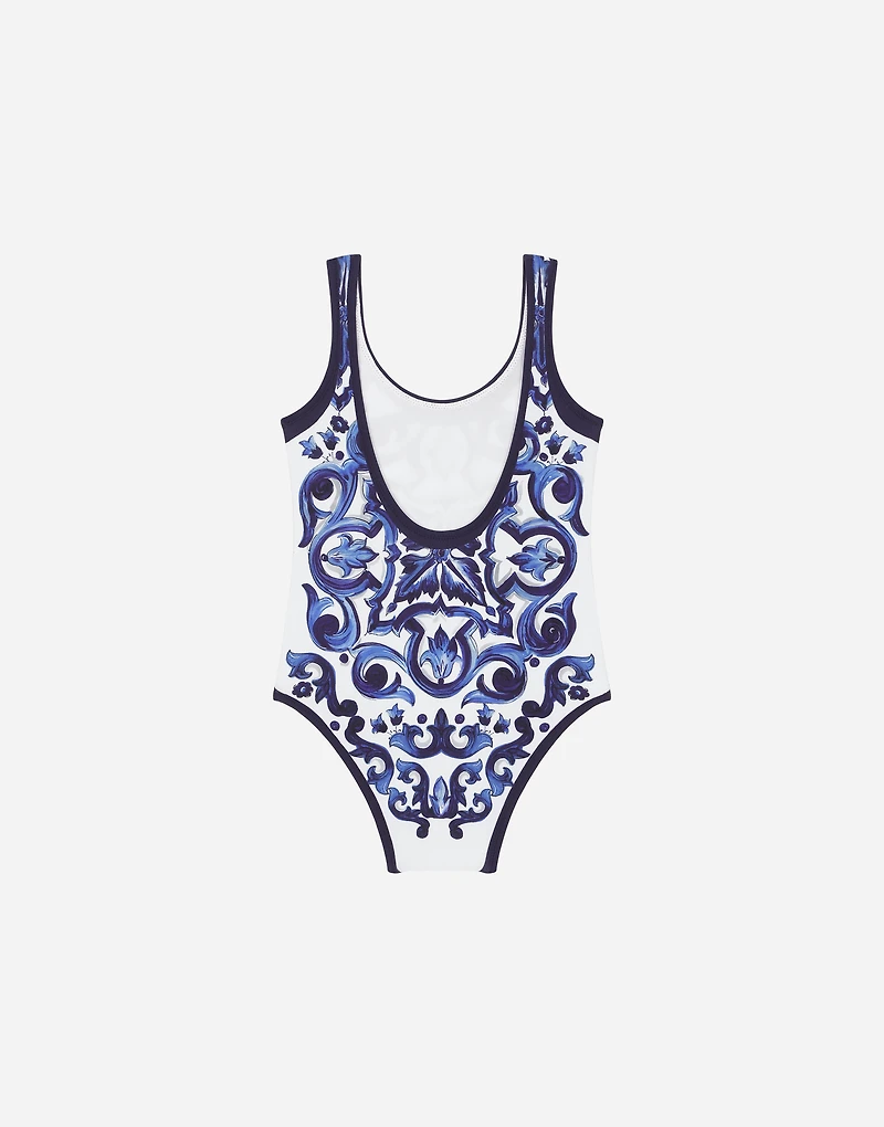 Majolica-print one-piece swimsuit