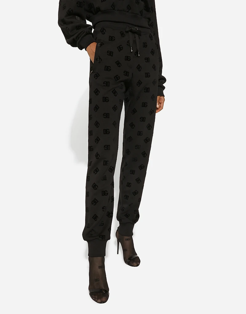 Jersey jogging pants with flocked DG logo print