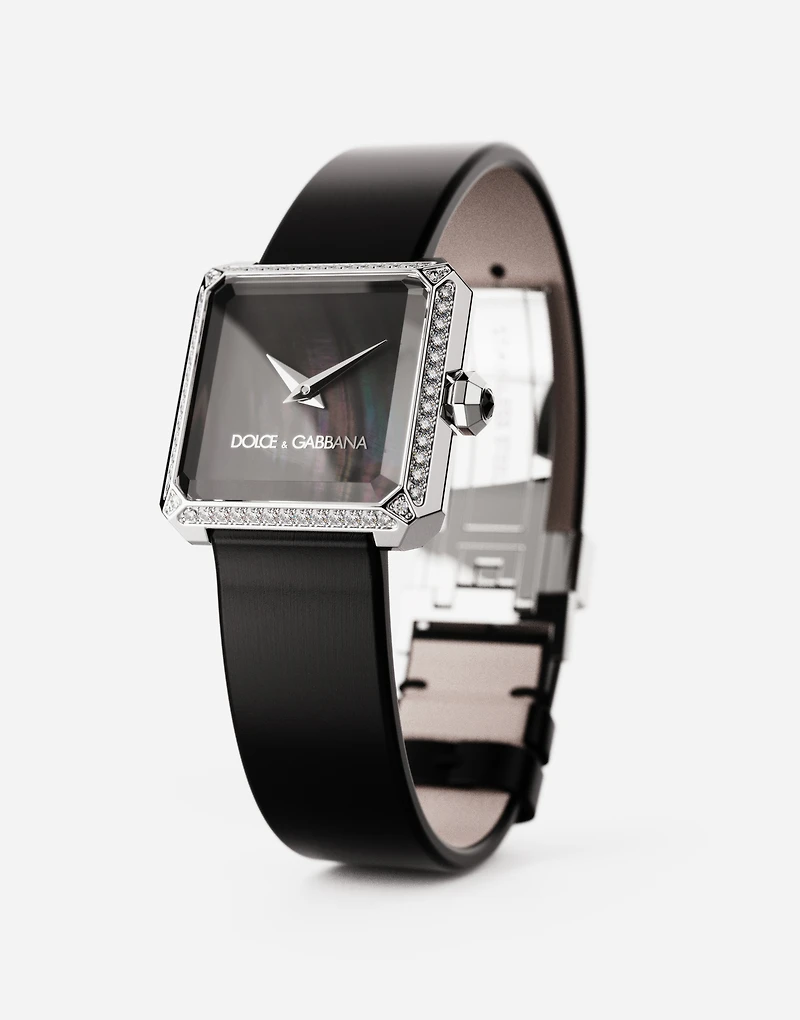 Sofia steel watch with colorless diamonds