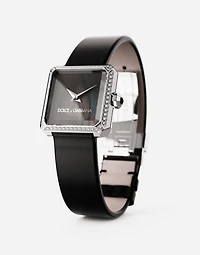 Sofia steel watch with colorless diamonds