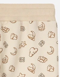 Jersey jogging pants with moon and star print