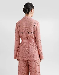 Floral cordonetto lace pajama shirt with DG logo