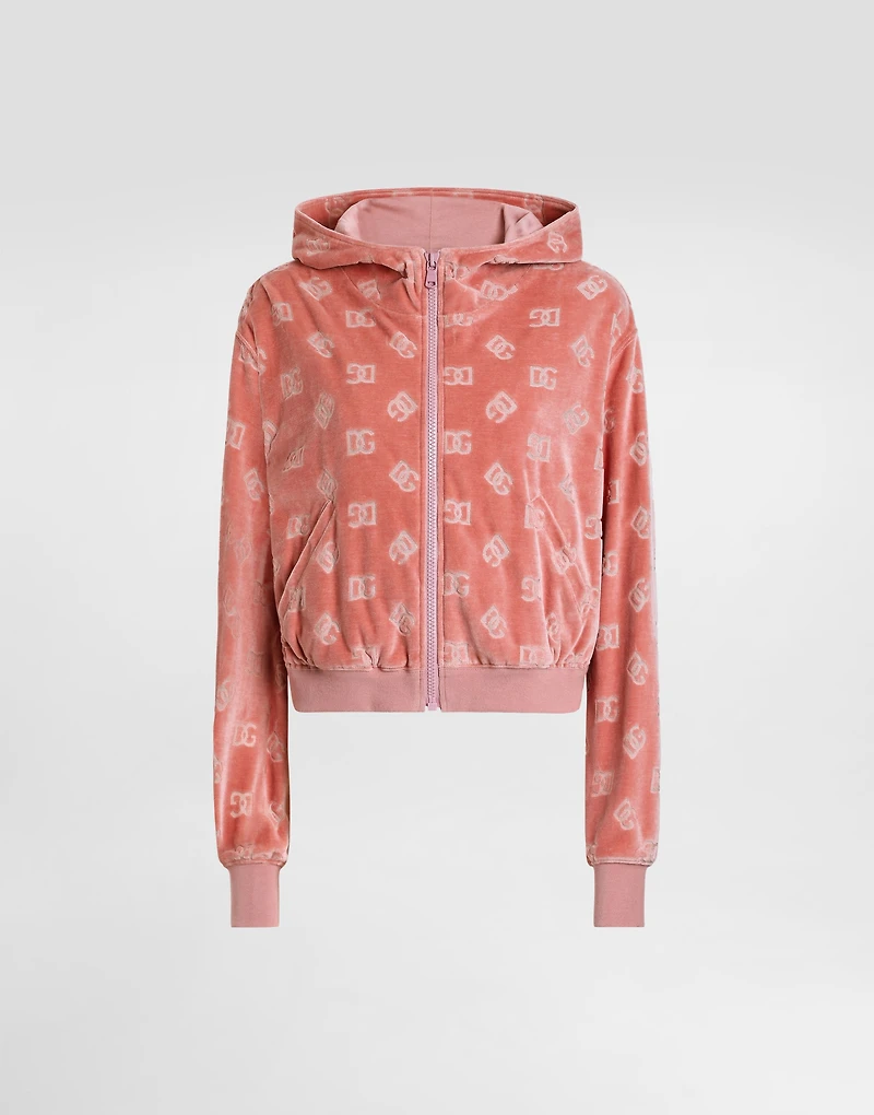 Chenille jacquard hoodie with DG logo