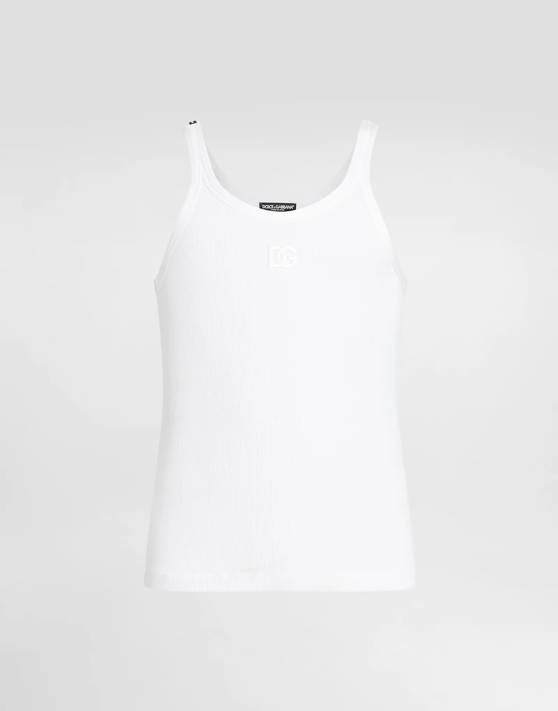 Cotton tank top with embroidery