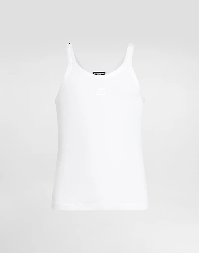 Cotton tank top with embroidery
