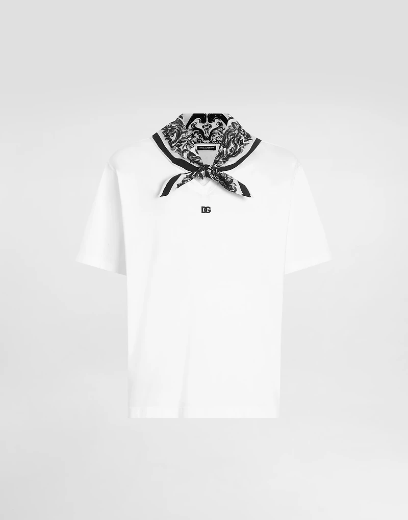 Scarf detail cotton t-shirt