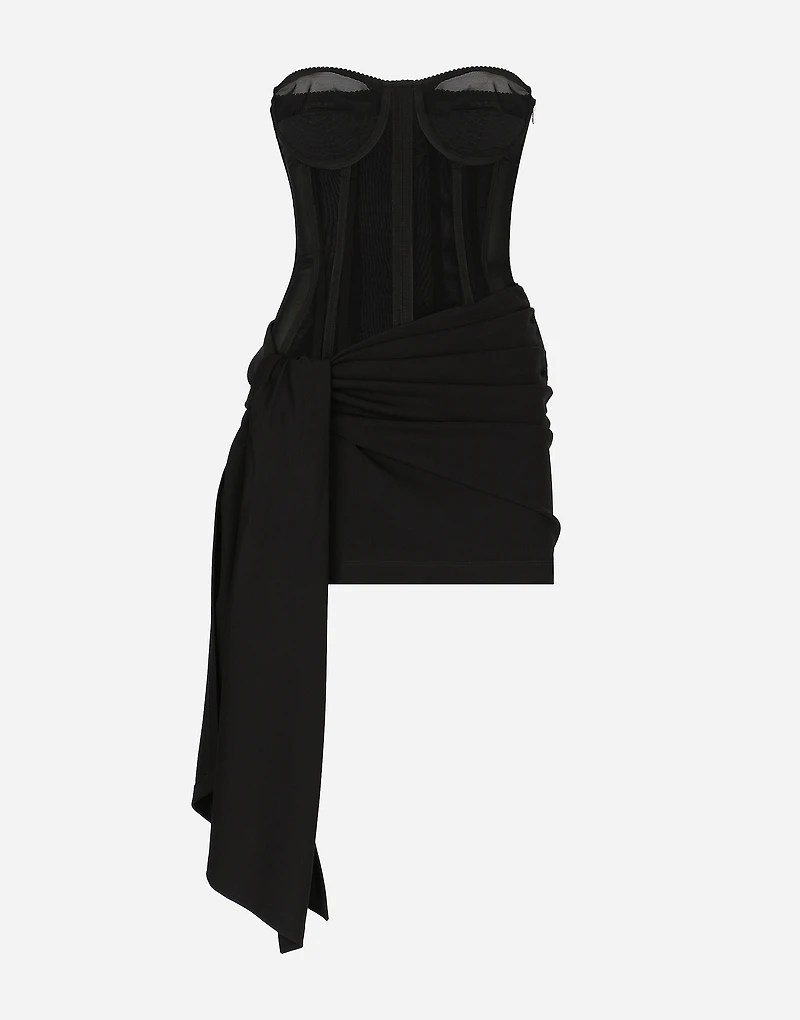 Short Milano rib jersey dress with corset detailing