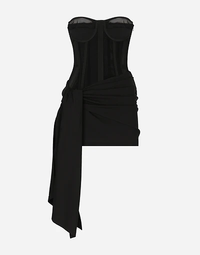 Short Milano rib jersey dress with corset detailing