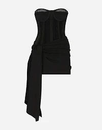 Short Milano rib jersey dress with corset detailing
