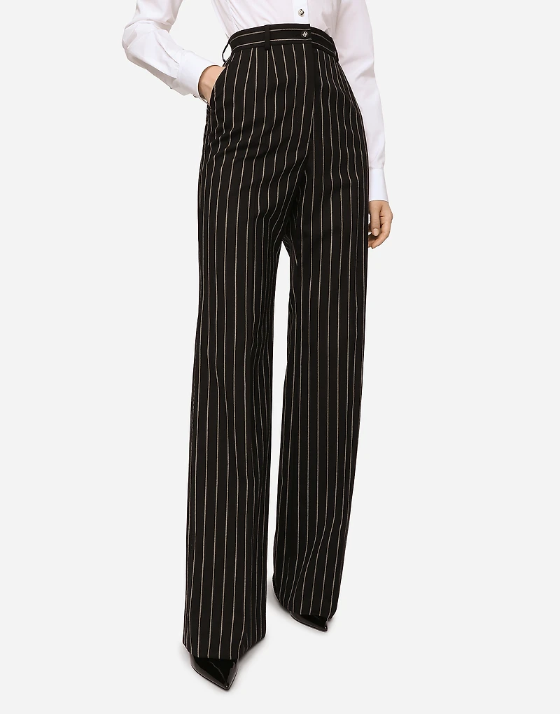 Pinstripe wool palazzo pants
