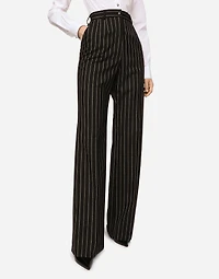 Pinstripe wool palazzo pants