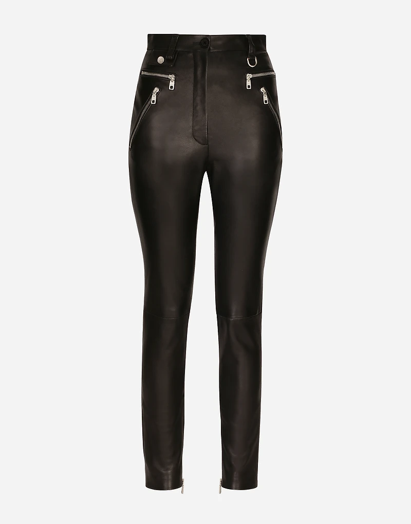 Faux leather jeans with zipper