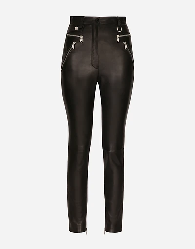 Faux leather jeans with zipper
