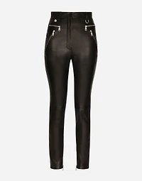 Faux leather jeans with zipper