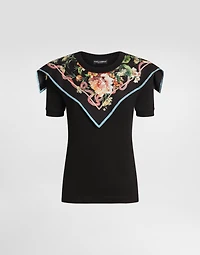 Short-sleeved t-shirt with foulard