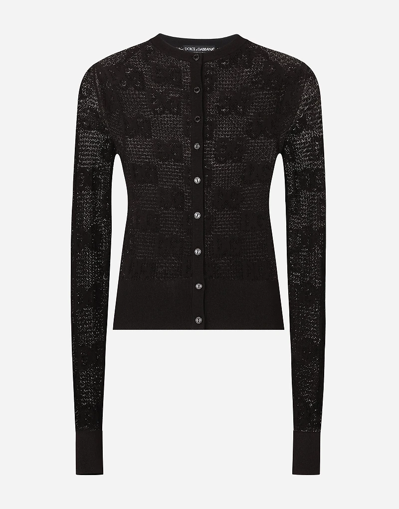 Lace-stitch cardigan with DG logo