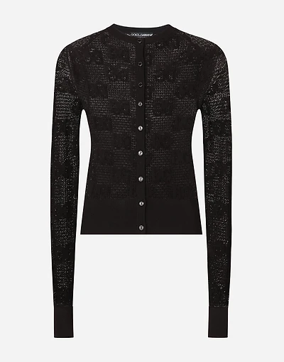 Lace-stitch cardigan with DG logo