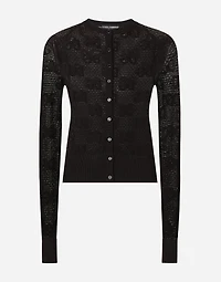 Lace-stitch cardigan with DG logo