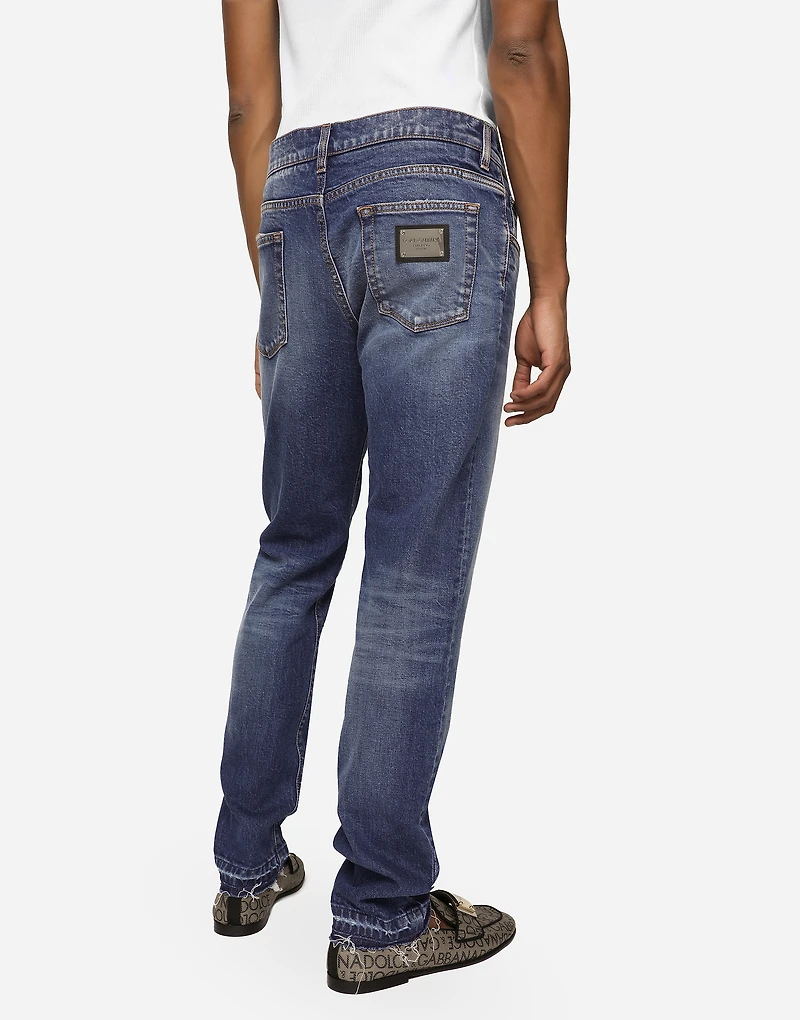 Washed slim fit stretch denim jeans