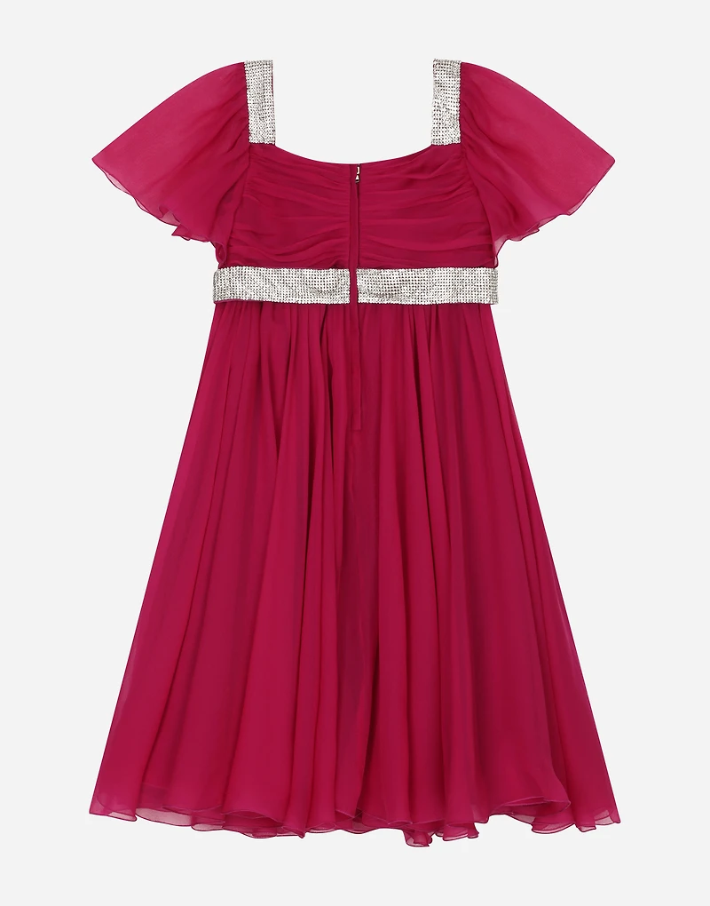 Short-sleeved chiffon dress