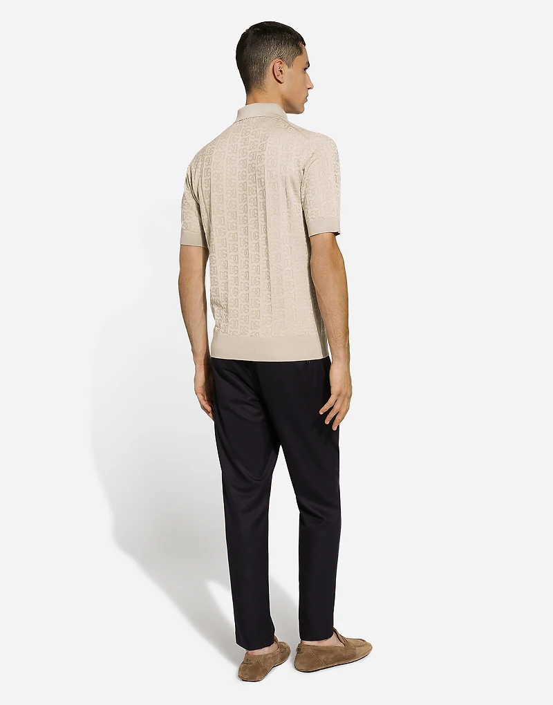 Silk jacquard polo-shirt with DG logo