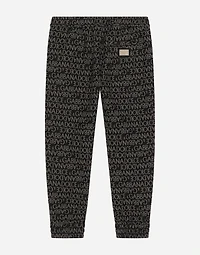 Cotton sports pants with jacquard logo