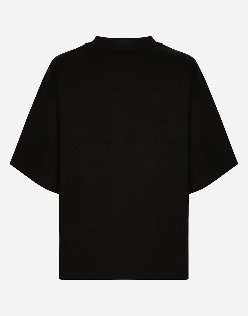Jersey T-shirt with flocked logo print