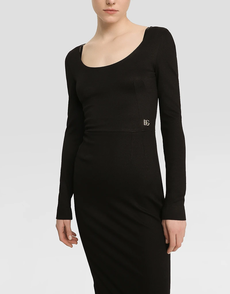 Milano rib calf-length dress with DG logo