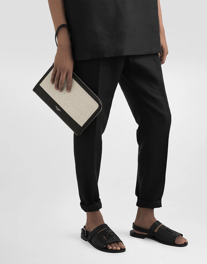 Salt&pepper calfskin atene clutch bag