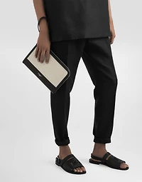 Salt&pepper calfskin atene clutch bag