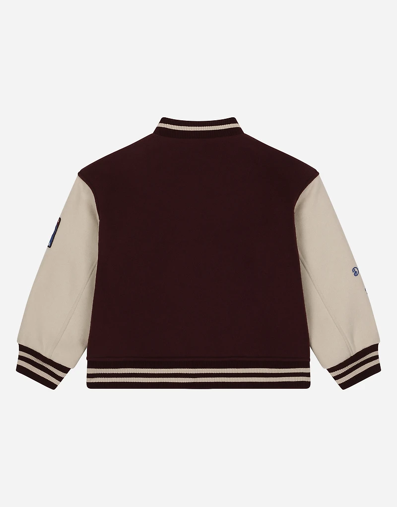 Wool-blend bomber jacket with patches