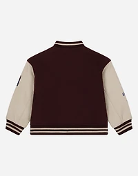 Wool-blend bomber jacket with patches