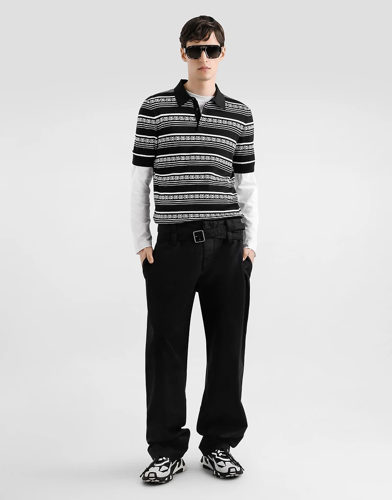Silk polo shirt with logo
