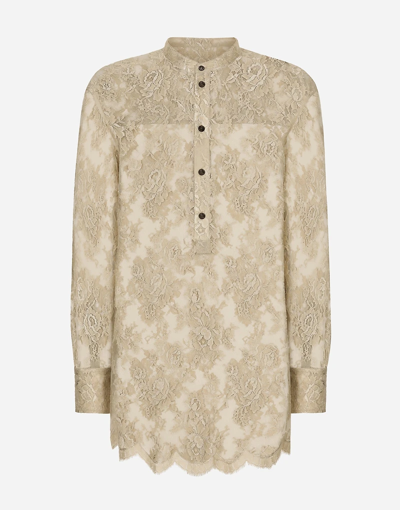 Galloon lace shirt with Mandarin collar