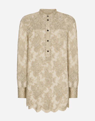 Galloon lace shirt with Mandarin collar
