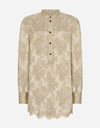 Galloon lace shirt with Mandarin collar