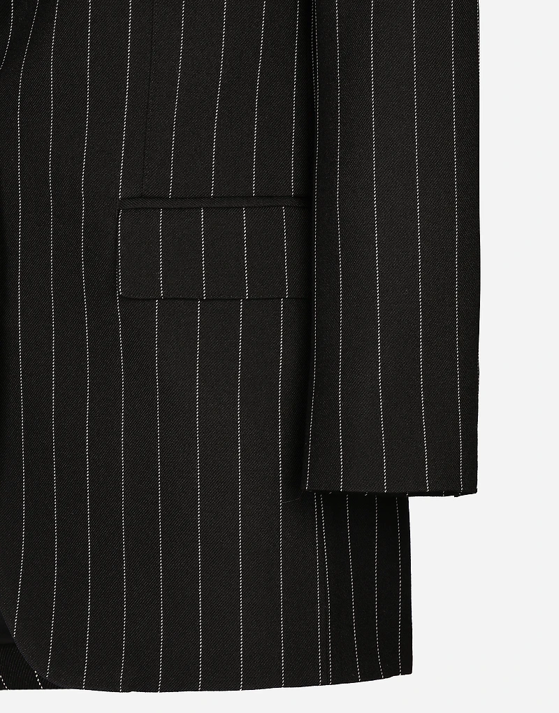 Single-breasted pinstripe wool jacket
