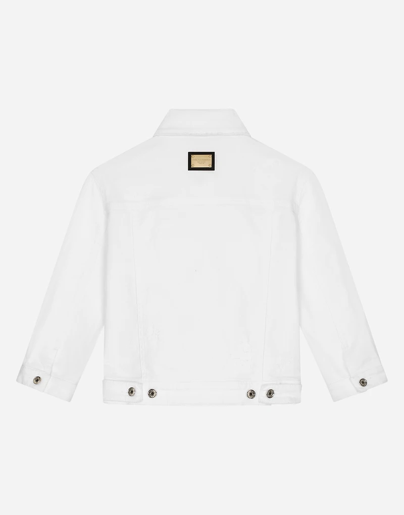 White stretch denim jacket