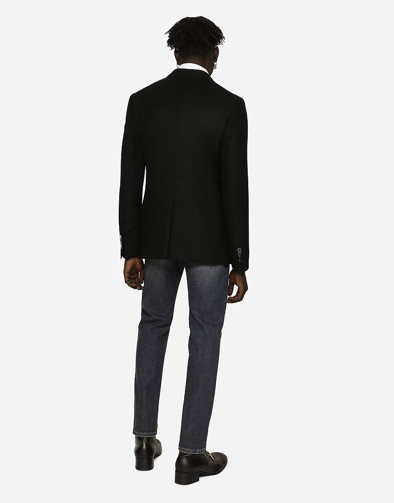 Single-breasted wool and cashmere jacket with DG patch