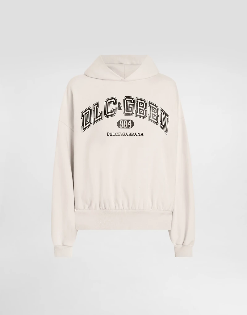 Jersey hoodie with print