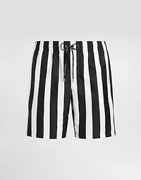 Mid-length swim trunks with striped print