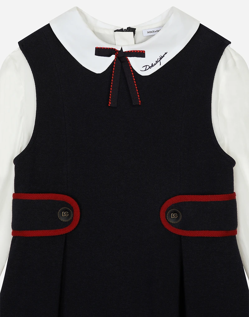 Piqué and poplin dress