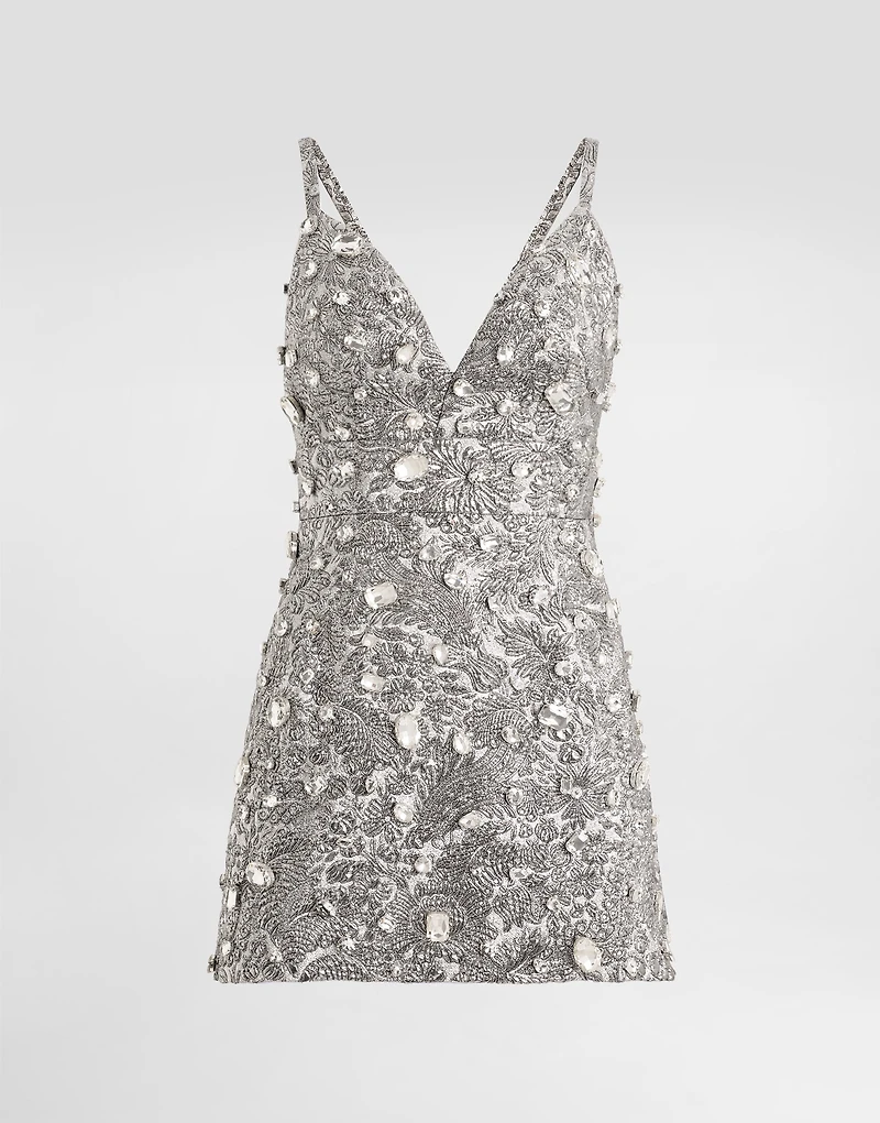 Brocade dress with embroidery