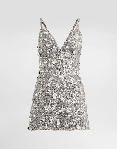 Brocade dress with embroidery