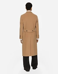 Single-breasted camel wool coat
