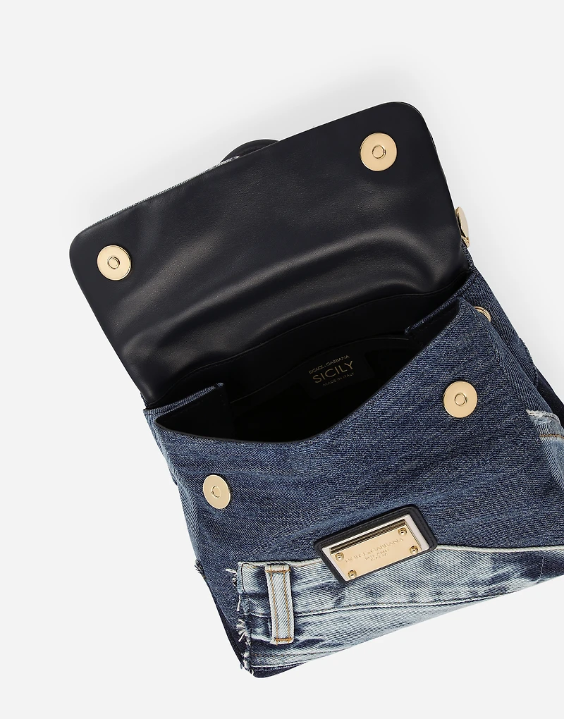 Small patchwork denim Sicily soft bag