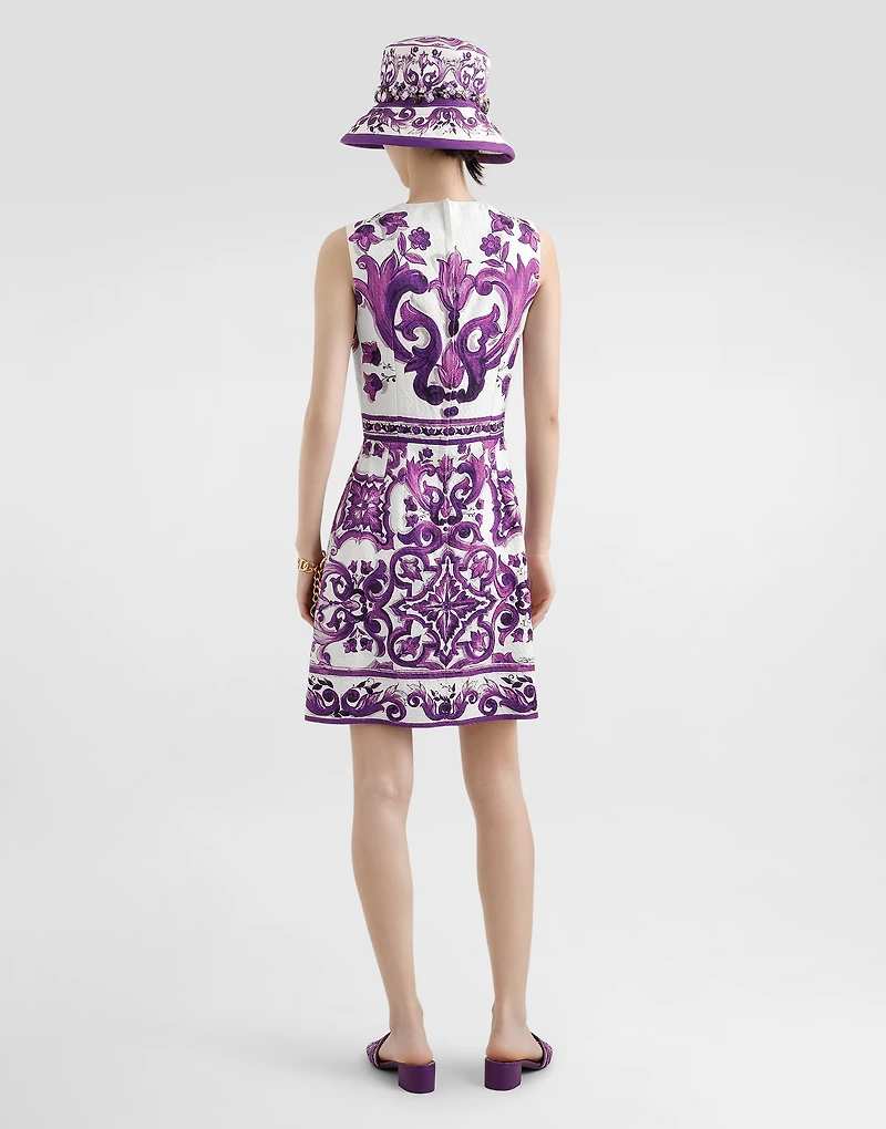 Majolica-print sleeveless dress